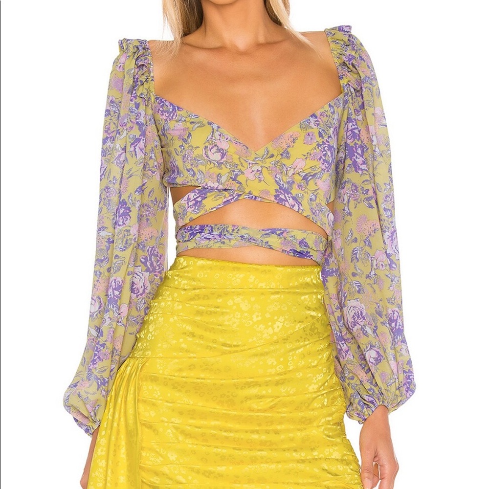 For Love and Lemons Maui Wrap Top floral size M